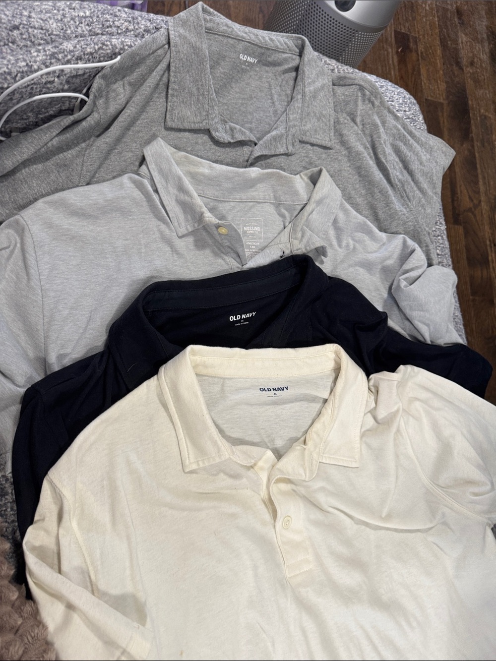 Old Navy Men's Polo Lot - Black, Light Gray, Heather Gray, Cream
